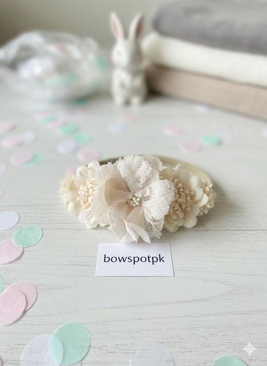 White Elegant floral headband (tiara)