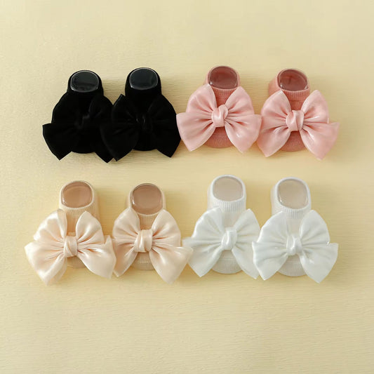 Baby pink bow socks