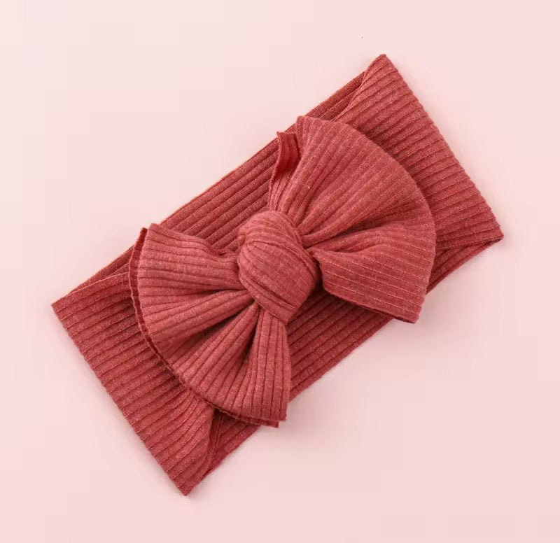 peach ribbed bow headband