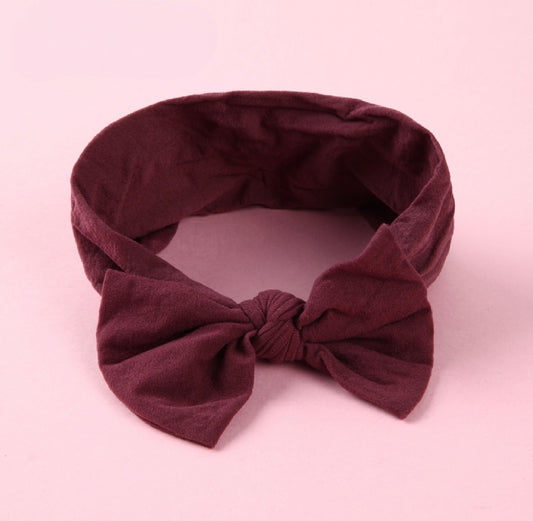 maroon soft nylon baby bow headband