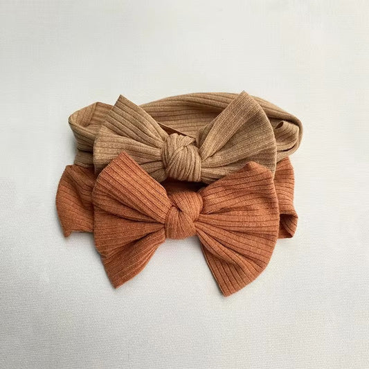 rust shade of ribbed bow headband