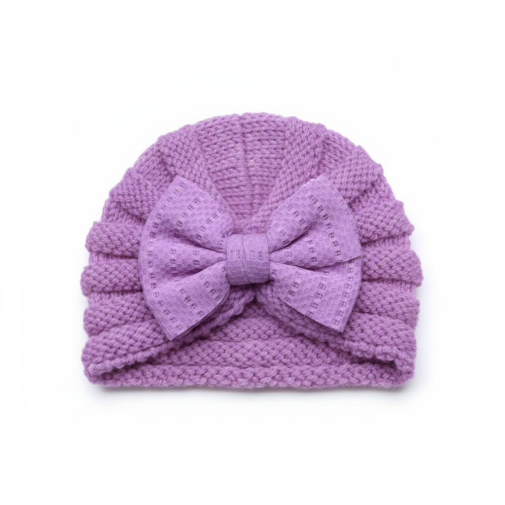 lilac wool bow cap