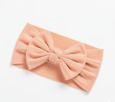peach soft nylon baby bow headband