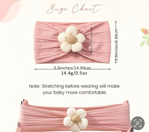 Pink cute flower knit lining soft headband