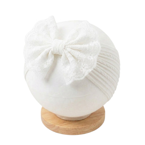 Elegant WHITE lace  bow soft headband