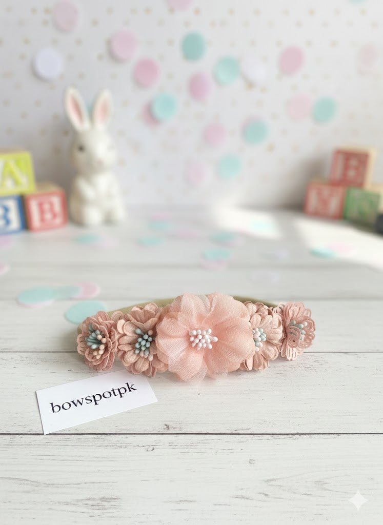 Pink elegant floral headband (tiara)