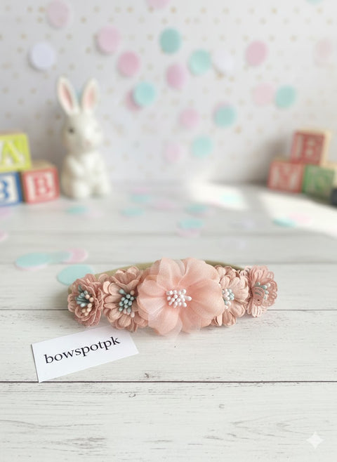 Pink elegant floral headband (tiara)