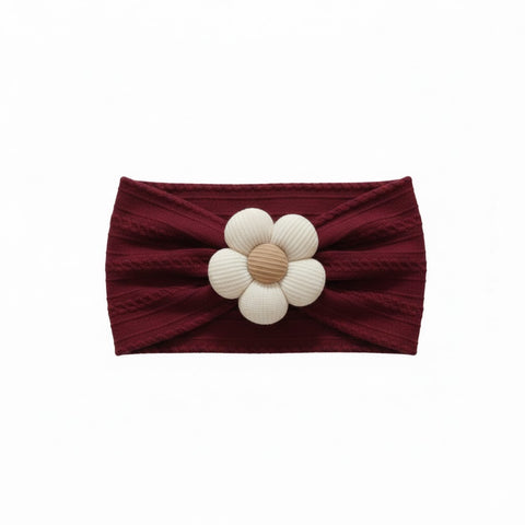 MAROON cute flower knit lining soft headband