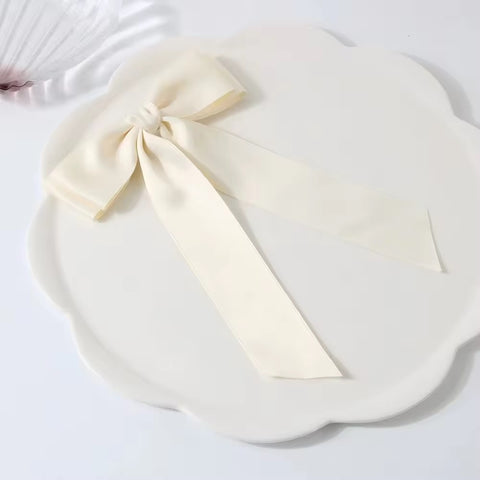 Large satin hair bow clips (set of 3)