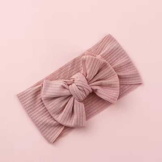 pink ribbed bow headband