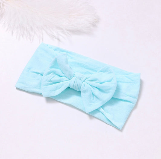 blue soft nylon bow headband