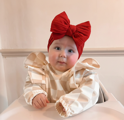 Red double bow headband (knitted wire)