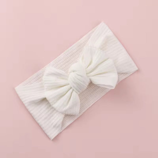 ribbed white bow headband