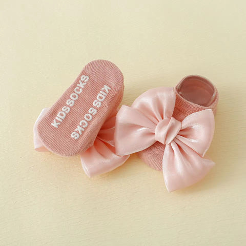 Baby pink bow socks