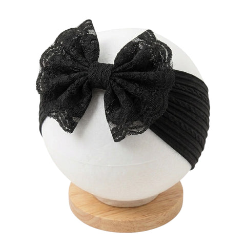 Elegant black lace  bow soft headband