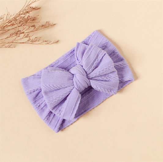 Purple double bow knitted headband