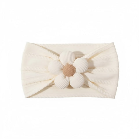 cute flower knit lining soft headband WHITE