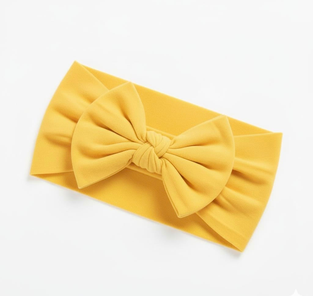 yellow soft nylon bow headband