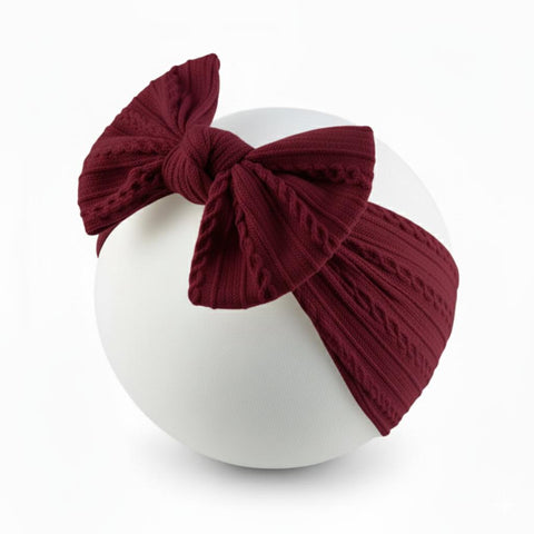 Mehroon cable knit wire imported nylon single bow headband