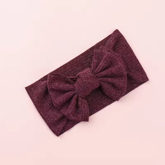 Dark raspberry ribbed  shimmery bow headband
