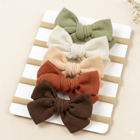 5 pcs solid colors baby bow headbands