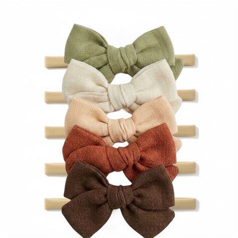 5 pcs solid colors baby bow headbands