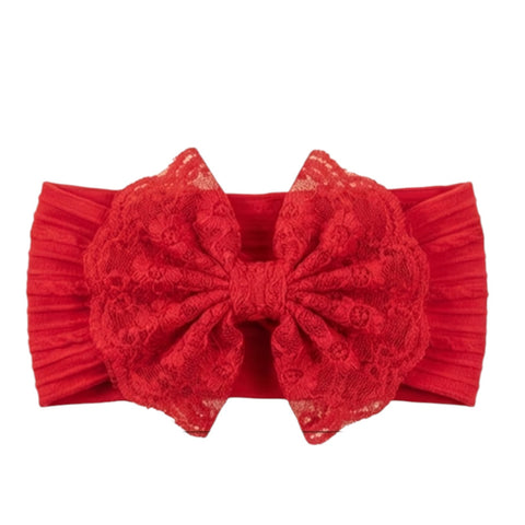Elegant red lace  bow soft headband