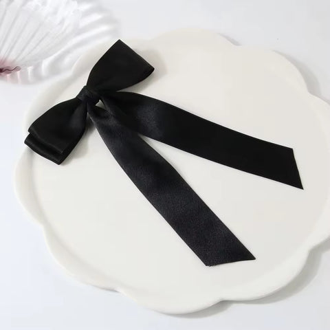 Large satin hair bow clips (set of 3)