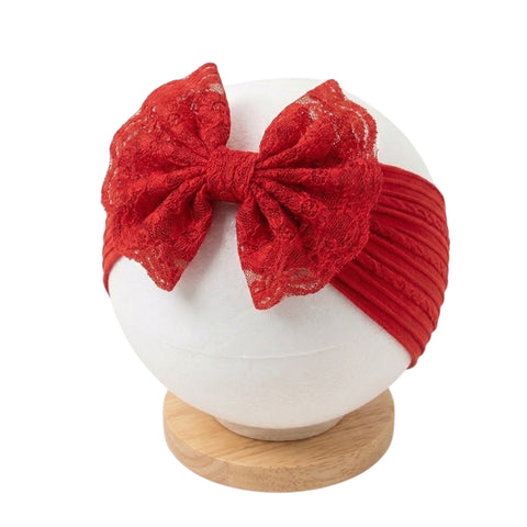 Elegant red lace  bow soft headband