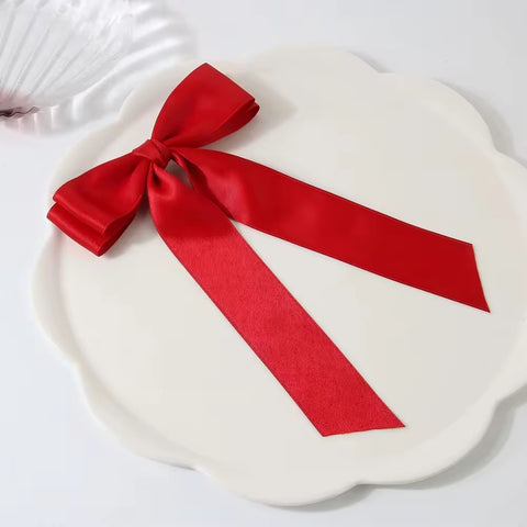 Large satin hair bow clips (set of 3)