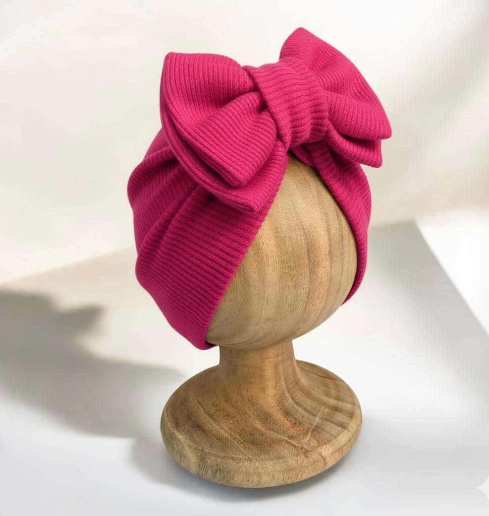 Hot pink bow cap