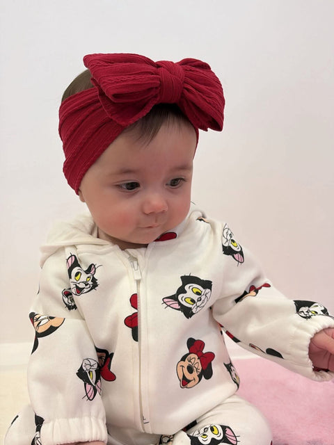 Mehroon double bow knitted headband