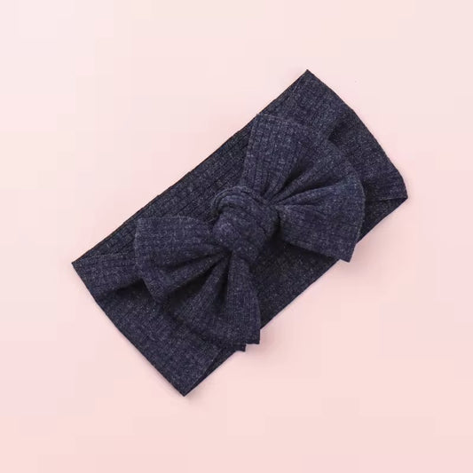 dark grey shimmery ribbed bow headband
