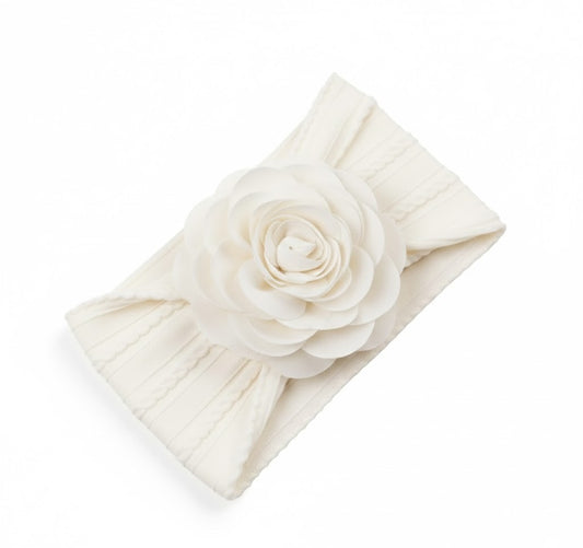 white rose knit lining headband