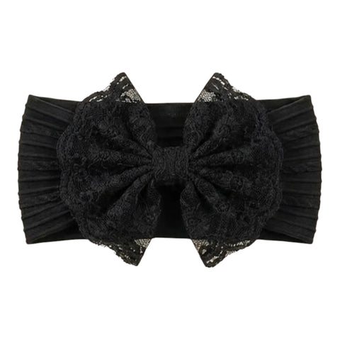 Elegant black lace  bow soft headband
