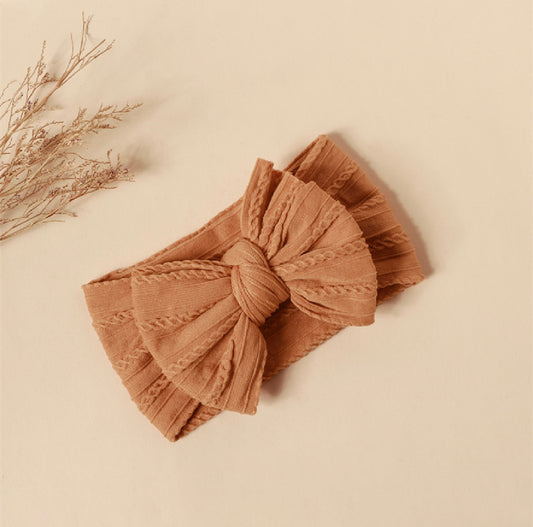 Brown double bow headband (knitted wire)
