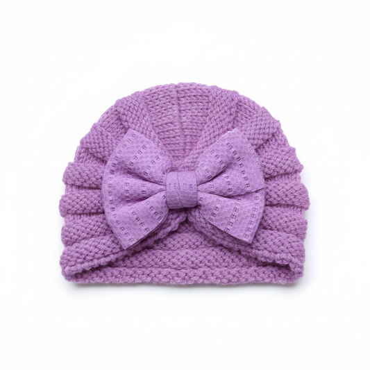 lilac wool bow cap