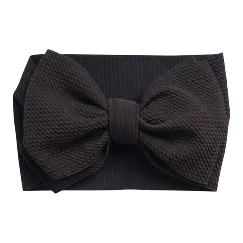 black Textured larger double bow headband