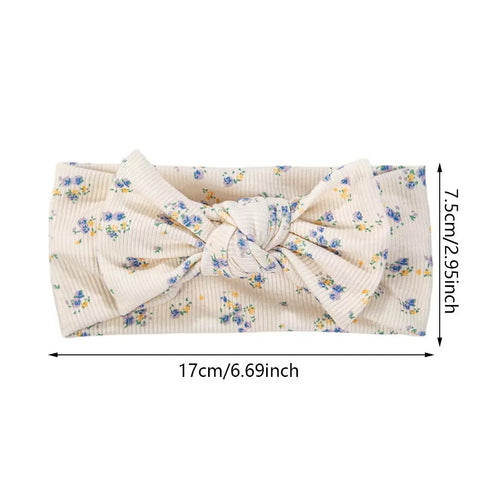 3Pcs/set solid with floral print ribbed headbands( fairy bow)
