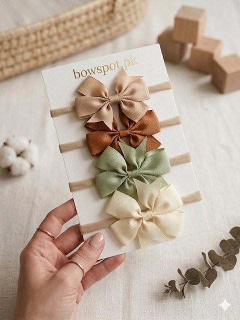4-pack pastel tone grosgrain bows