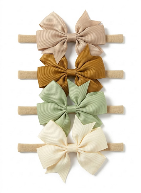 4-pack pastel tone grosgrain bows