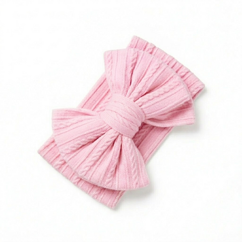 Pink Double bow knit lining bow headband