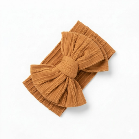 Brown double bow headband (knitted wire)