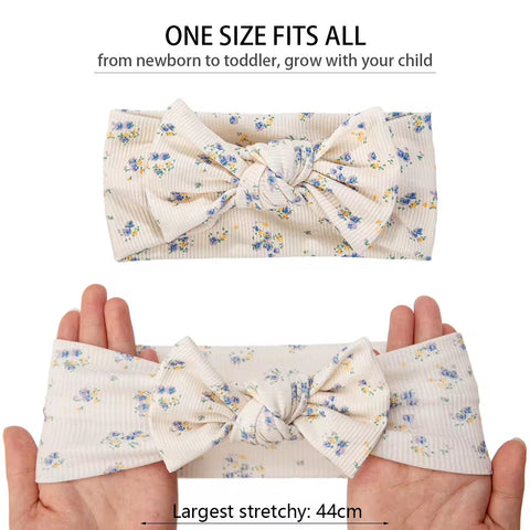 3Pcs/set solid with floral print ribbed headbands( fairy bow)