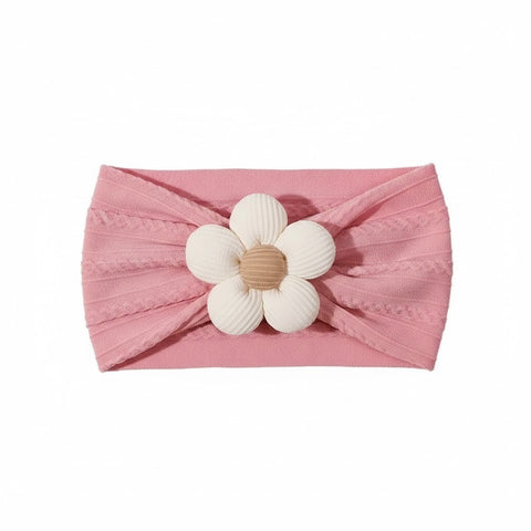 Pink cute flower knit lining soft headband