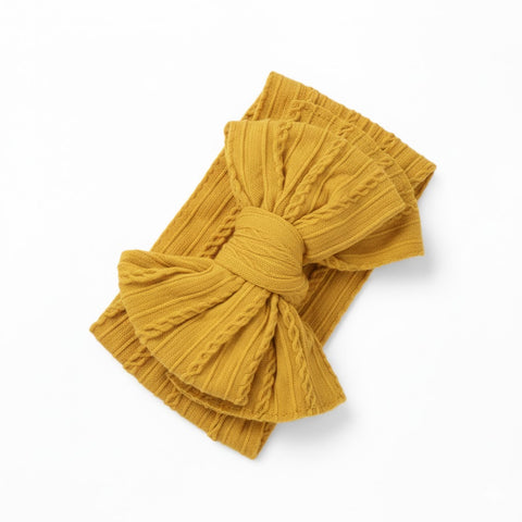 mustard double bow knitted headband (Copy)