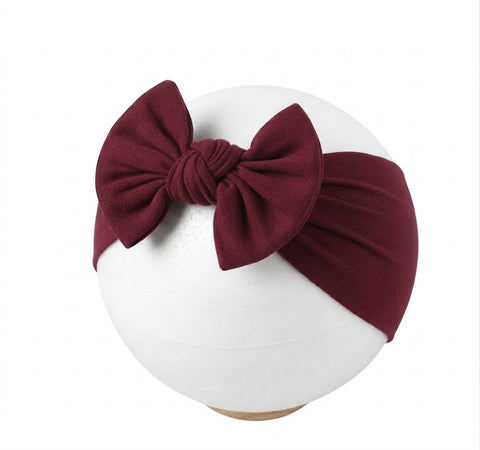 maroon soft nylon baby bow headband