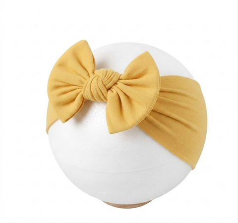 butter yellow soft nylon bow headband