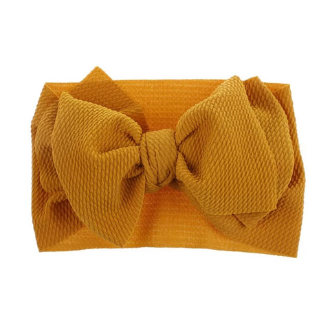 mustard Textured larger double bow headband