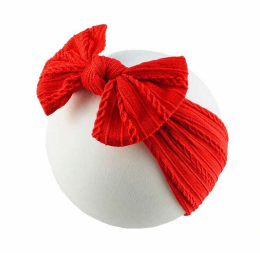 Red cable knit wire imported nylon single bow headwrap